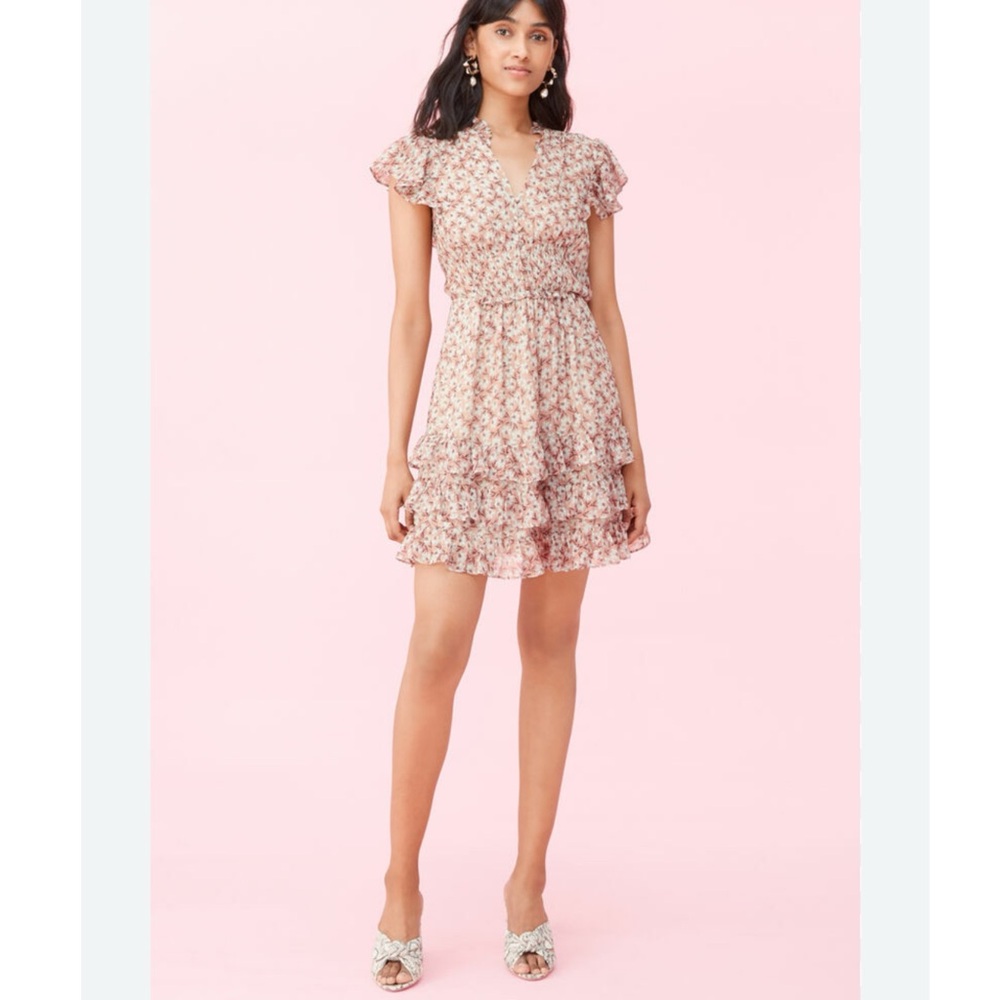 REBECCA TAYLOR Lucia V Neck Short Sleeve Silk Dress - Picture 11 of 11